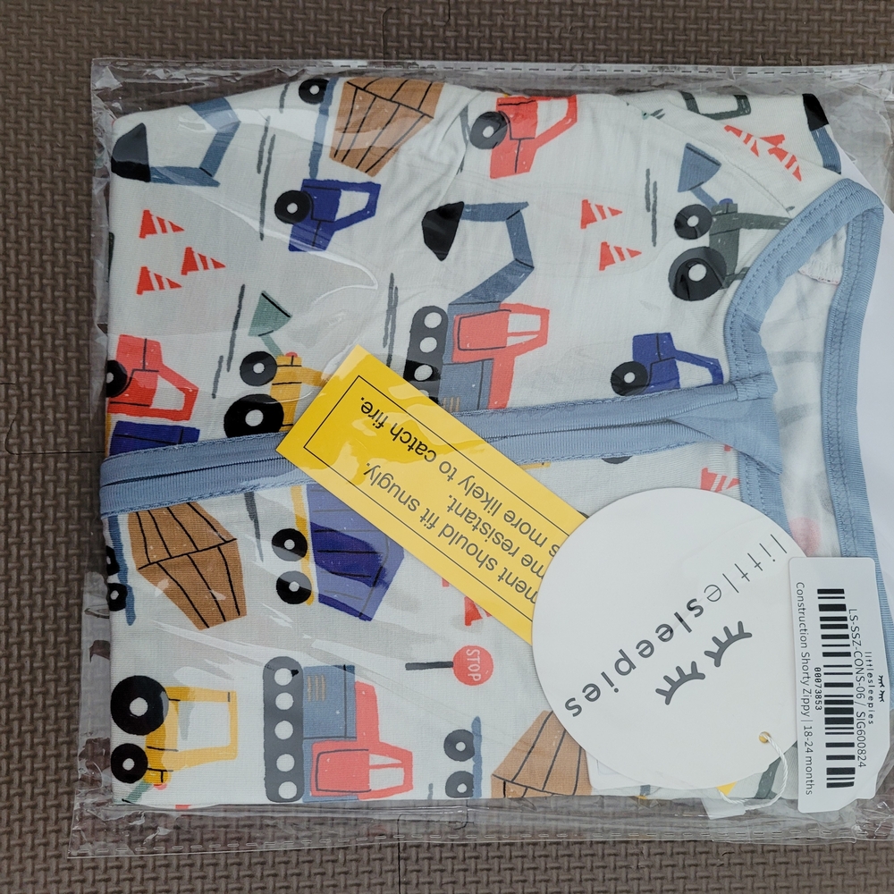 Little Sleepies Construction Shorty Zippy 18-24 Months